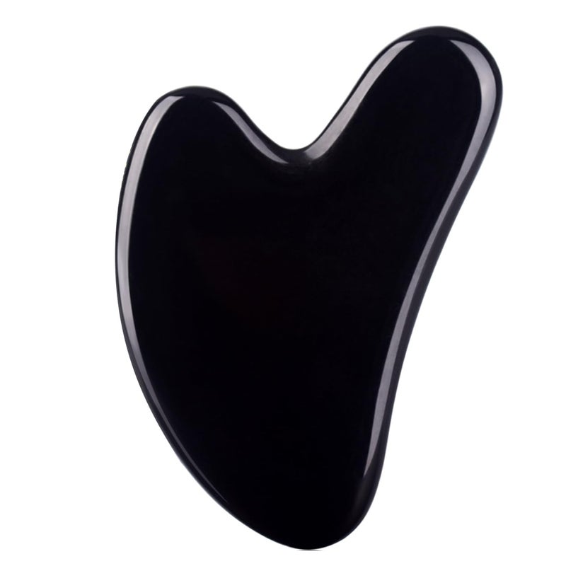 FUANKANG Gua Sha Facial Tools Black Guasha Stone for Skincare Face Body Relieve Muscle Tensions Reduce Puffiness Black