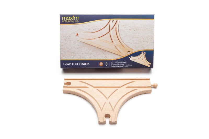 maxim enterprise, inc. T-Switch Track, Wooden T Track for Toy Train Intersection, Wooden Track Accessories Compatible with Thomas & Friends, Brio Wooden Train & All Major Brand Fine Wooden Train Sets - Image 4