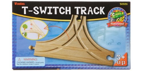 maxim enterprise, inc. T-Switch Track, Wooden T Track for Toy Train Intersection, Wooden Track Accessories Compatible with Thomas & Friends, Brio Wooden Train & All Major Brand Fine Wooden Train Sets - Image 2