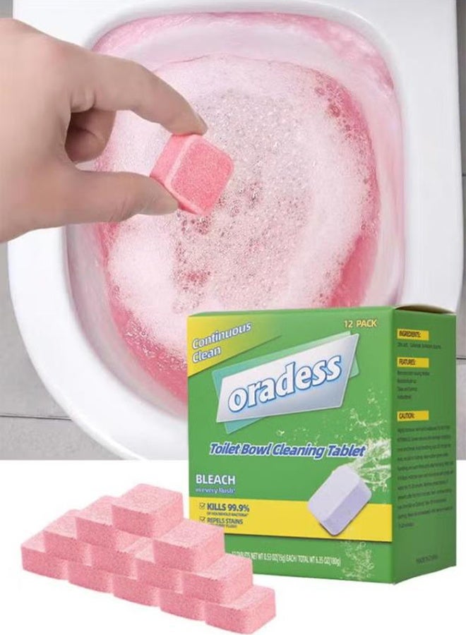 اوراديس 12 حبة قاموس تنظيف المرحاض - رغوة الورد الطازجة منظفات أقراص حوض المرحاض تنظيف عميق مزيل للترسبات الكلسية والصدأ وإزالة الروائح الكريهة - Image 1