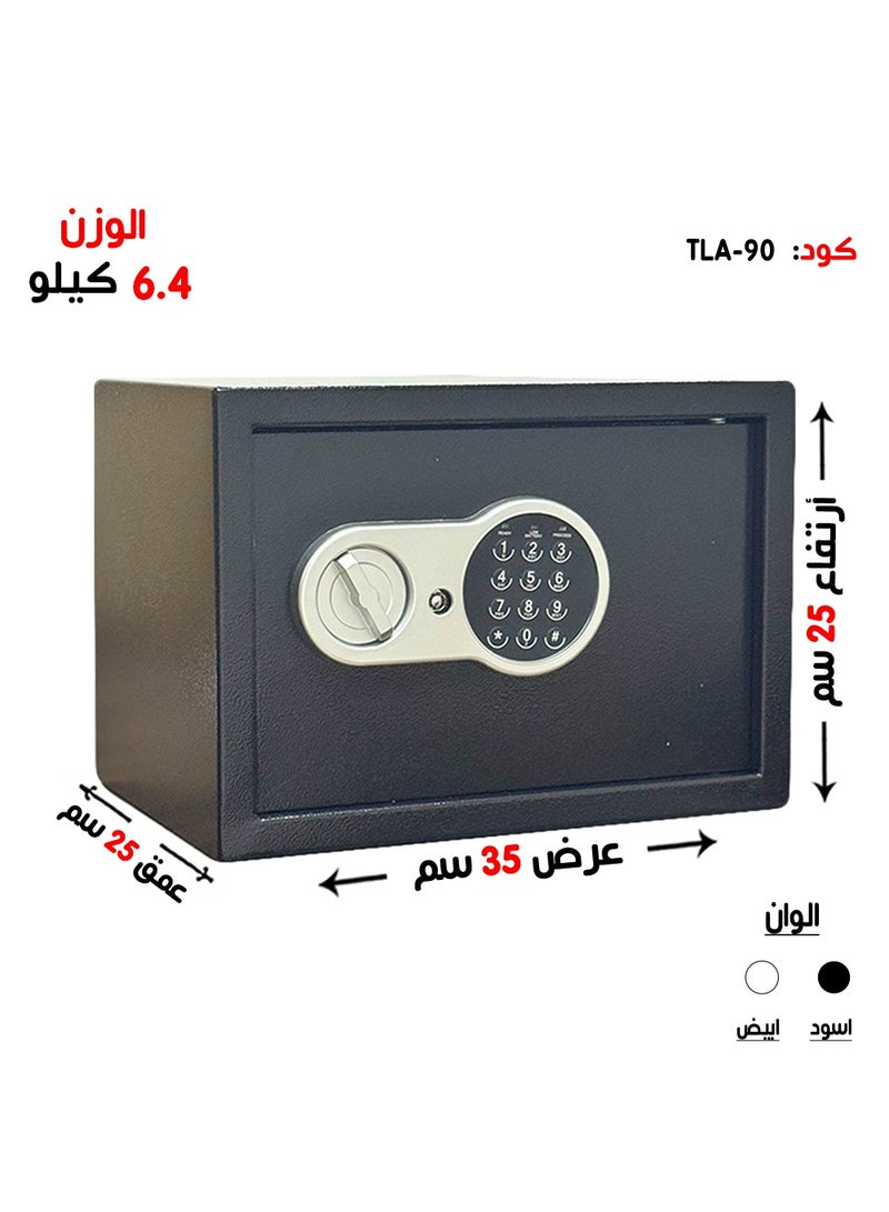 خزنة أمنية رقمية فاخرة مقاومة للحرائق ، مزودة بلوحة أرقام الكترونية وقفل ومفتاح مادي  35*25*25 سم - Image 1