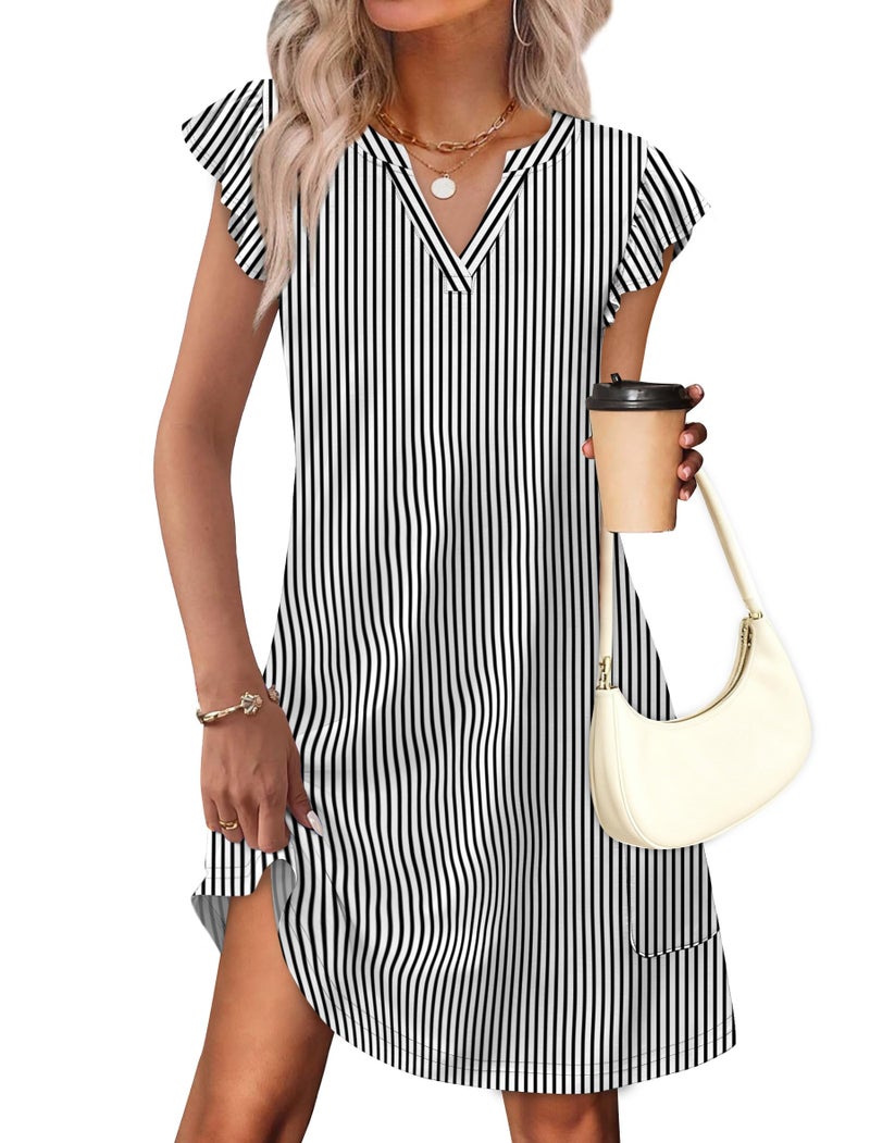 OFEEFAN Plus Size Striped Dress Spring Summer Dresses for Women Casual Sundress Loose Clothes Resort Wear Outfits Print 9 3XL - Image 2