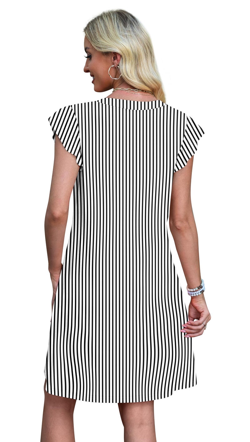 OFEEFAN Plus Size Striped Dress Spring Summer Dresses for Women Casual Sundress Loose Clothes Resort Wear Outfits Print 9 3XL - Image 5