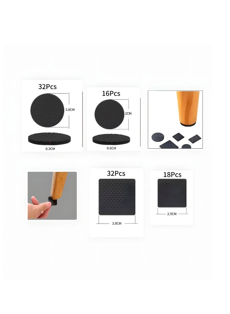 Vergali 98Pcs Furniture Feet Pads, Non-Slip Rubber Furniture Pads, Wood Floor Protector Pads, Self Adhesive Anti Slip Furniture Chair Leg Pads, Anti Scratch Thickened Multifunctional Table Foot Pad - Image 2