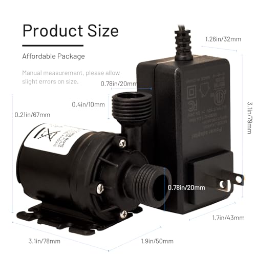 DACO MIN 14A DC 12V Water Pump Circulation Pump- 3.43GPM, 19.6ft Lift, Ultra-Quiet Brushless Motor w/Adapter - for Solar Heaters, RVs, Brewing & Farms (Non-Self-Priming) - Image 2