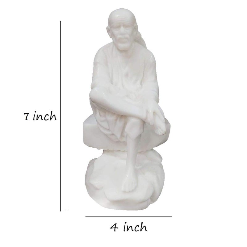 NIRAJ ART Marble Dust Ashirwad Hand Sai Baba IdolMurti for Home and Office Decor Used in Pooja Mandir Marble Gifts 7 Inch - Image 2