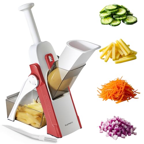 SupMaKin Safe Mandoline Slicer for Kitchen Vegetable Food Potato Chip Slicer Maual Adjustable Thickness Chopping Artifact Fast Veggie Salad Chopper Cook Meal Prep