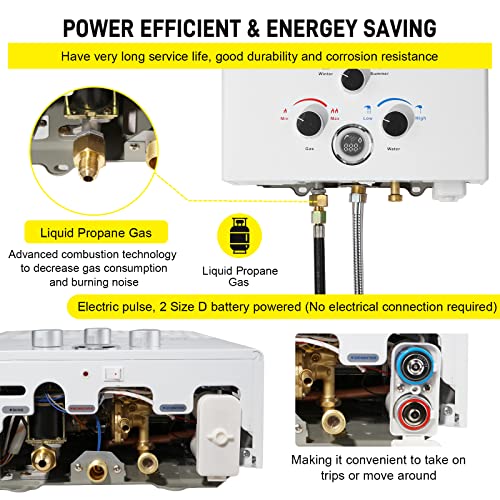 forimo Tankless Water Heater Propane 4.74GPM 18L Outdoor Portable GasHot Water Heater Instant Propane Water Heater with Digital Display Multi-Protection for Camping Trips Boat - Image 5