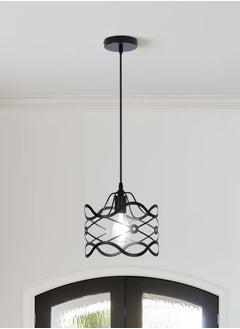 Ganeed Kitchen Island Light Cage Modern Lamp Hanging Over Table Black 1 Light Pendant Lamp, Fixture Ceiling Light for Kitchen Living & Dinning Room Bar Hotel E27 Metal Caged Vintage Hanging Pendant  - Image 2