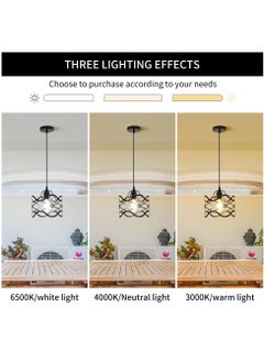 Ganeed Kitchen Island Light Cage Modern Lamp Hanging Over Table Black 1 Light Pendant Lamp, Fixture Ceiling Light for Kitchen Living & Dinning Room Bar Hotel E27 Metal Caged Vintage Hanging Pendant  - Image 5