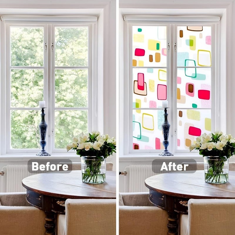 ONEHOME Vinyl Frosted Window Self Adhesive Privacy Glass Film for Window Glass Office Decorative Window Sticker Wallpaper Vinyl Sheet for Glass Door Bathroom Home Window Colorful Boxes 12x84 - Image 4