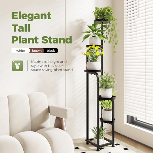 Bamworld Tall Plant Stand Indoor Outdoor Corner Metal Flower Pot Stands for Multiple Plants 5 Tier Heavy Duty Plant Shelf for Patio Garden Balcony Living Room Bedroom - Image 3