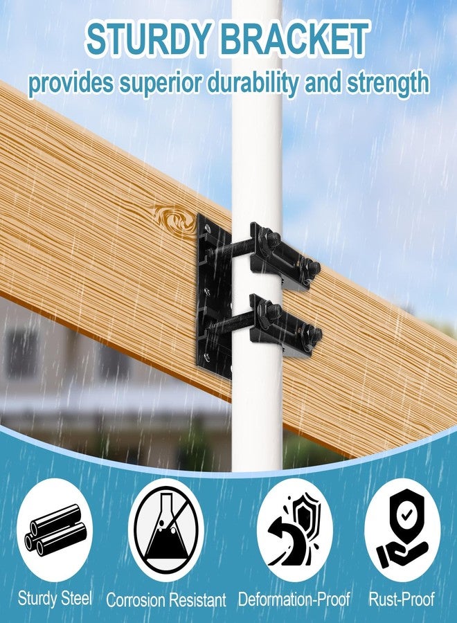UVKDEENK 1 Pack 2.67" Pole Mounting Kit, Mast Mount Brackets for Outside Antenna, Street Sign Mounting Hardware for Light Poles, Outdoor Security Camera Bracket, Side Mount Flag Pole Holder L - Image 2