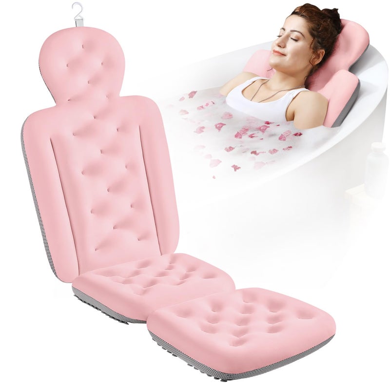 VOXOR Full Body Bath Pillow for Bathtub, Thick Bathtub Cushion, Luxury Tub Pillow for Bath for Headrest Neck and Back Support Pink 51" x 16" - Image 1