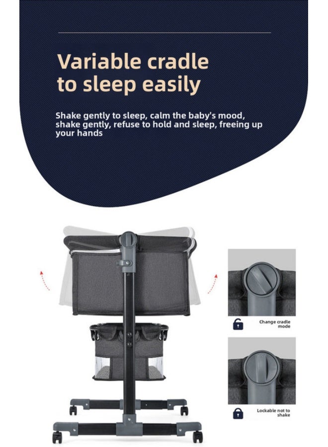 ORiTi سرير أطفال قابل للتعديل سرير كبير متعدد الوظائف سرير أطفال قابل للطي ومتحرك سرير حديثي الولادة محمول - رمادي - Image 5