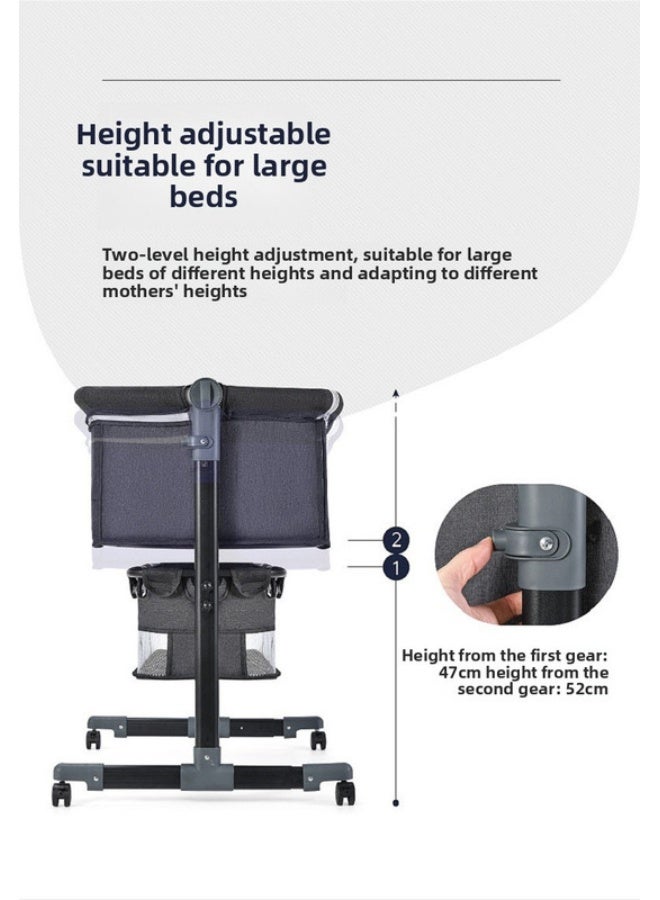 ORiTi سرير أطفال قابل للتعديل سرير كبير متعدد الوظائف سرير أطفال قابل للطي ومتحرك سرير حديثي الولادة محمول - رمادي - Image 3