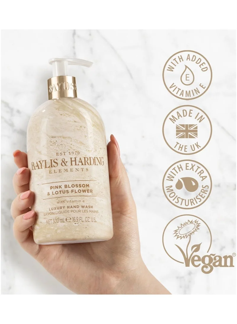 بايليس & هاردينج غسول اليدين من إيليمنتس بزهرة اللوتس الوردية، ٥٠٠ مل | نباتي | بنكهة الفواكه والزهور وماء جوز الهند | غني بفيتامين هـ | مغذي ومرطب | خالٍ من البارابين