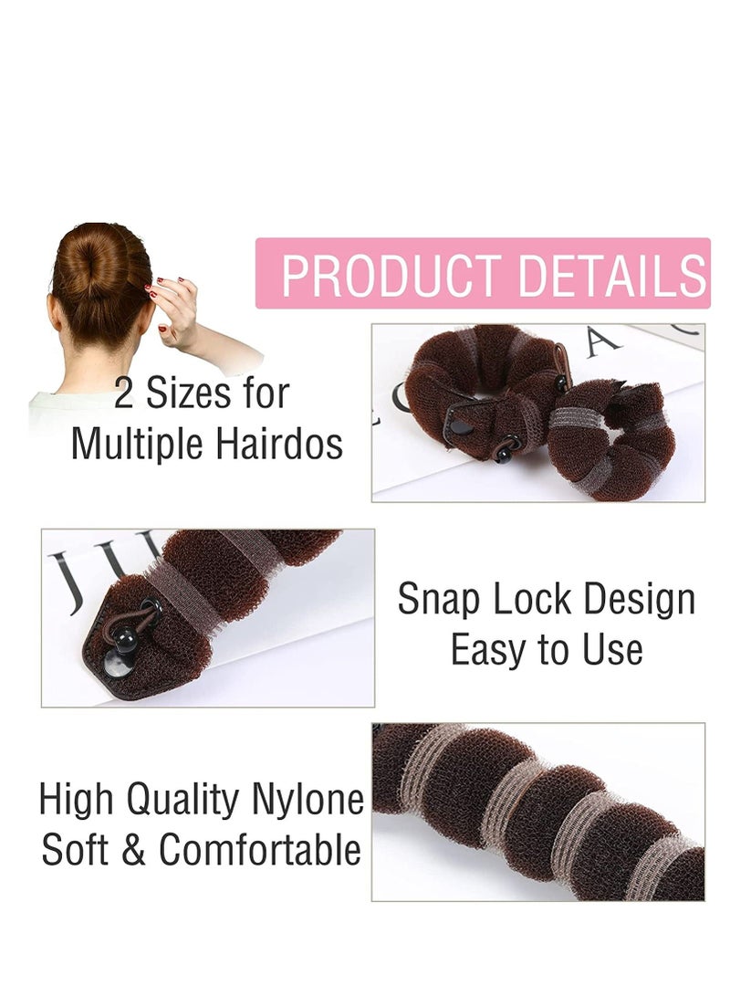 SYOSI Hair Bun Maker Breathable Twist Hair Donut Styling Braiding Tool Dark Brown Ring Style For Women Girl Hair Fashion Hair Styling Maker Curler Accessory 2PCS - Image 3