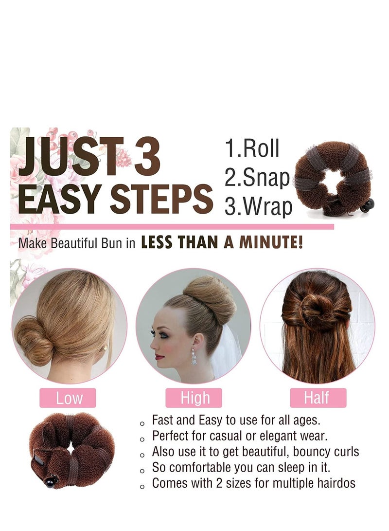 SYOSI Hair Bun Maker Breathable Twist Hair Donut Styling Braiding Tool Dark Brown Ring Style For Women Girl Hair Fashion Hair Styling Maker Curler Accessory 2PCS - Image 2