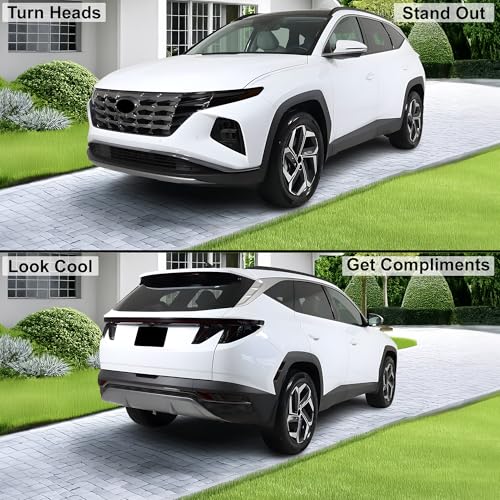 BOGAR TECH DESIGNS تصاميم بوجار تك مقطوعة مسبقًا لهيونداي توكسون 2022-2024 مجموعة تظليل كاملة لمصابيح الرأس ومصابيح الذيل وعاكسات الجانبية، دخان داكن - Image 2