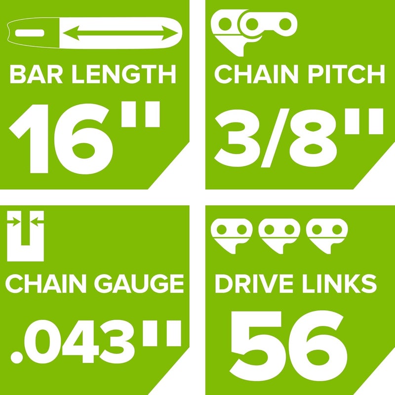 Greenworks 16" Replacement Chain (.043, 3/8-in. LP, 56DL) - Image 3