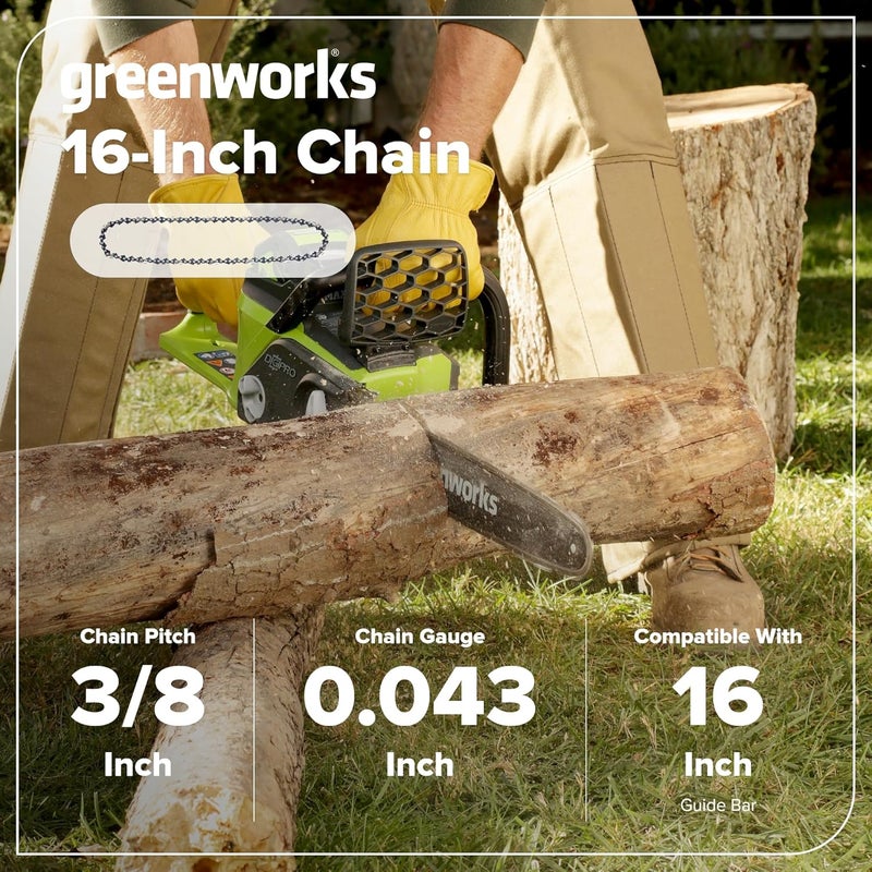 Greenworks 16" Replacement Chain (.043, 3/8-in. LP, 56DL) - Image 2