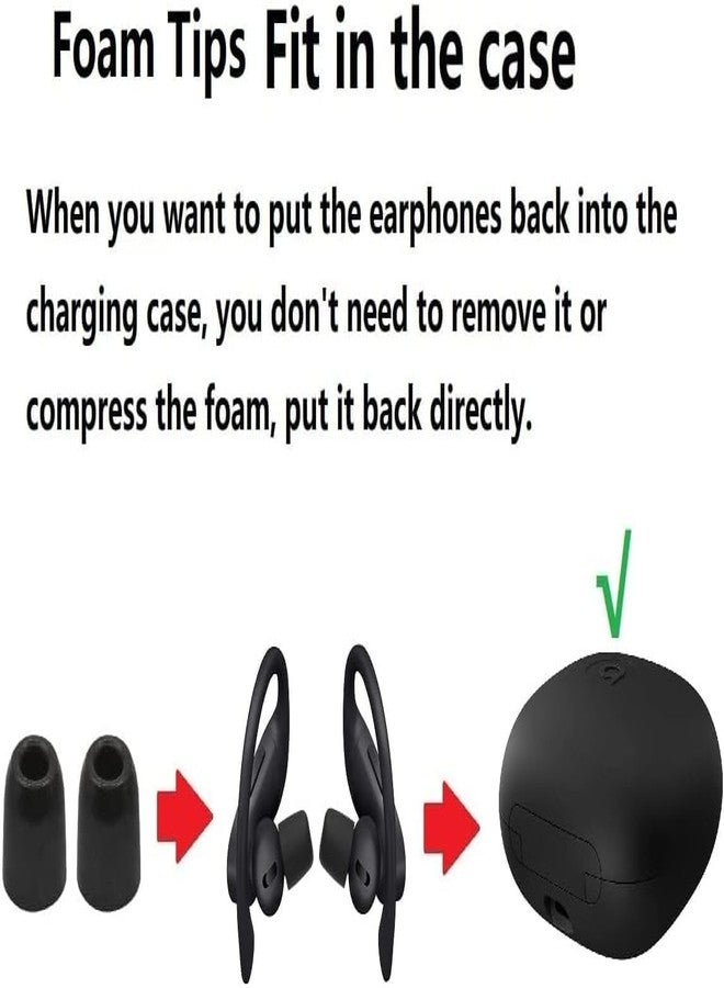 BLLQ رؤوس فوم الذاكرة BLLQ متوافقة مع سماعات Powerbeats Pro، بديل لرؤوس الأذن، إلغاء ضوضاء مثالي، تناسب في العلبة، رؤوس فوم 6 أزواج، سوداء، حجم كبير (515BL) - Image 2