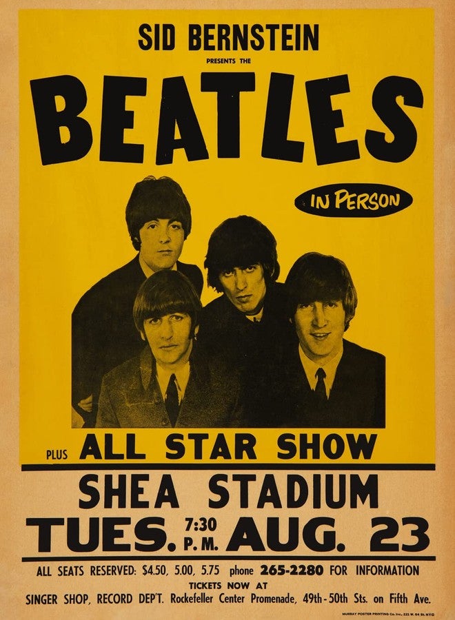 BigWig Prints The Beatles 1966 Shea Stadium NYC Concert Poster - Reproduction Wall Art Print - 11x14 featuring John Lennon Paul McCartney George Harrison Ringo Starr - Image 1