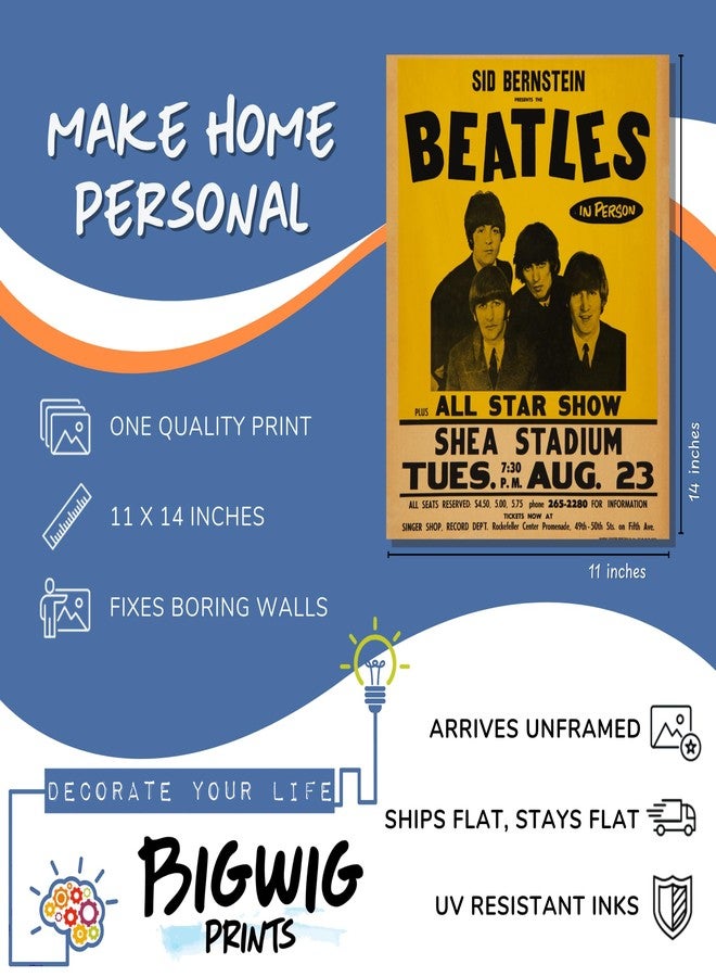 BigWig Prints The Beatles 1966 Shea Stadium NYC Concert Poster - Reproduction Wall Art Print - 11x14 featuring John Lennon Paul McCartney George Harrison Ringo Starr - Image 2