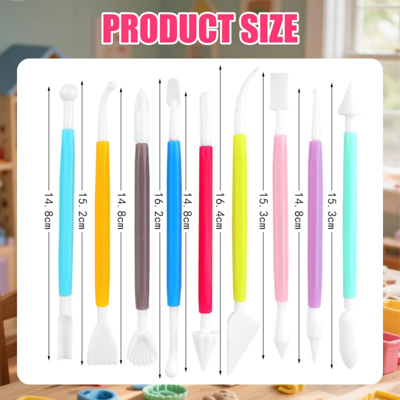 Wolwefa Basic Polymer Clay Tools, Clay Sculpting Tools Acrylic Roller Pin, Clear Rectangle Sheet Press Board, Double-Ended Pottery Carving Set for Beginner (15) - Image 3
