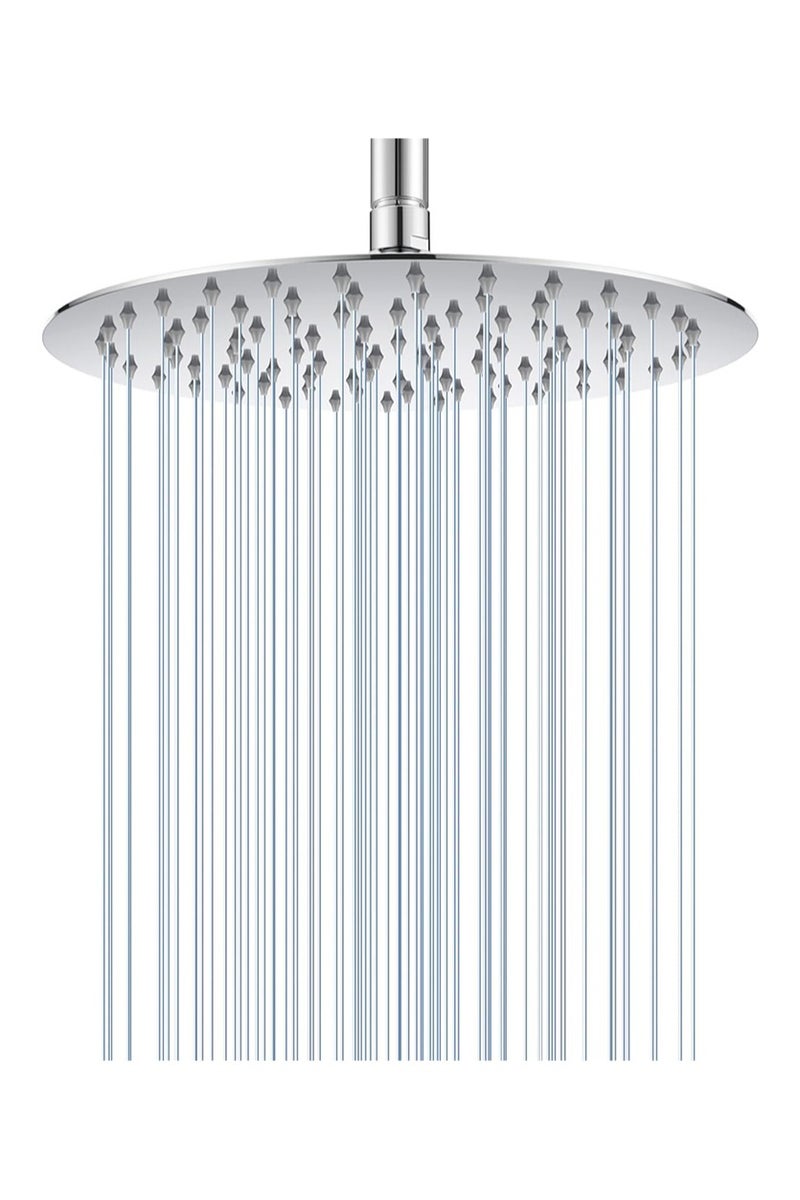 هالونهي رأس دش دائري مقاس 8 بوصات، رأس دش مطري، رأس دش رفيع للغاية عالي الضغط مصنوع بالكامل من الفولاذ المقاوم للصدأ، مثبت على الحائط أو السقف (فضي) - Image 1