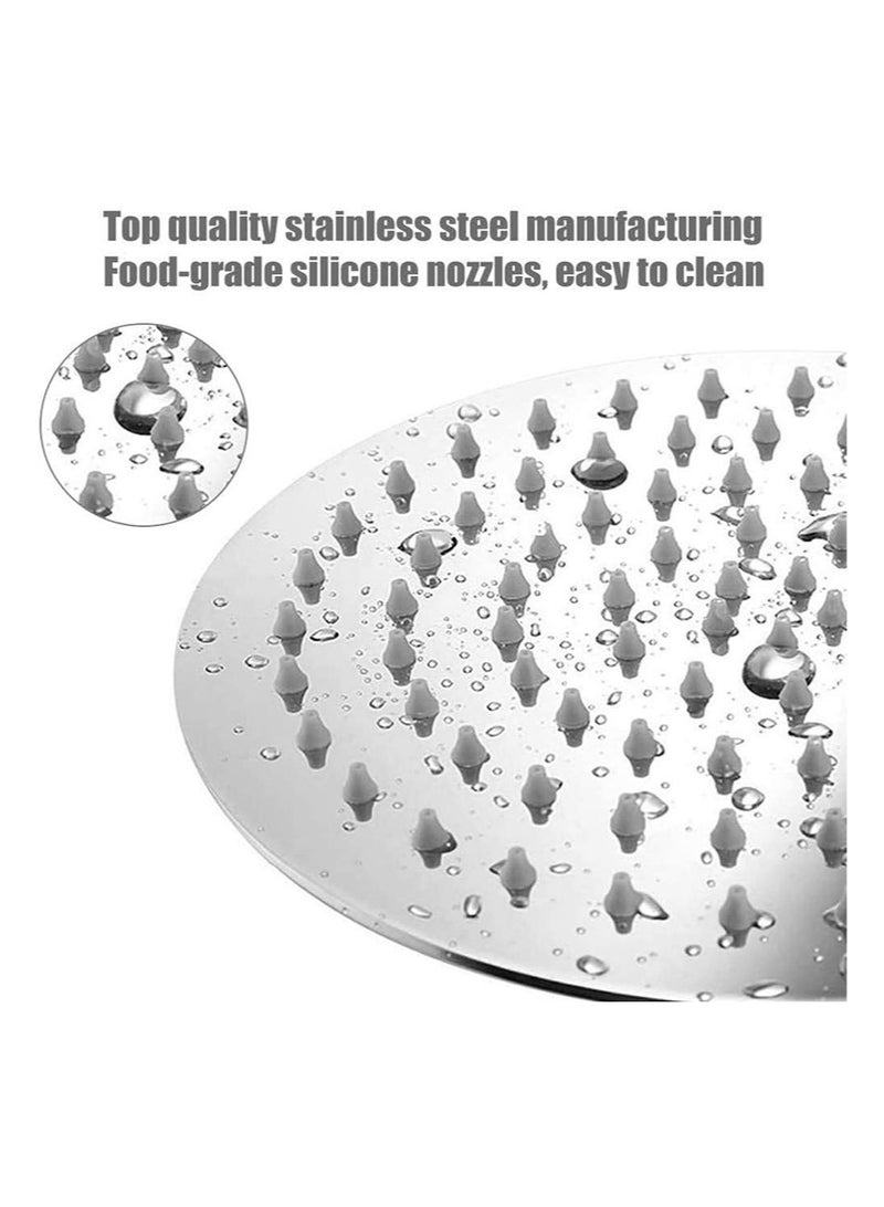 هالونهي رأس دش دائري مقاس 8 بوصات، رأس دش مطري، رأس دش رفيع للغاية عالي الضغط مصنوع بالكامل من الفولاذ المقاوم للصدأ، مثبت على الحائط أو السقف (فضي) - Image 2