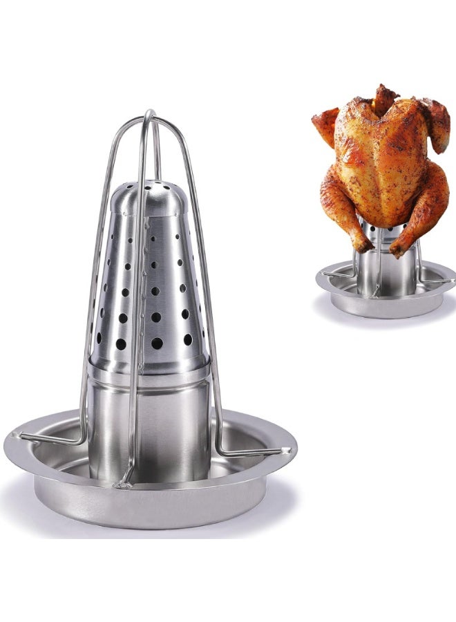 general Beer Can Chicken Holder for Grill and Smoker - Premium Grade 304 Stainless Steel Chicken Holder - Poultry roasters with flavouring Container - Image 1