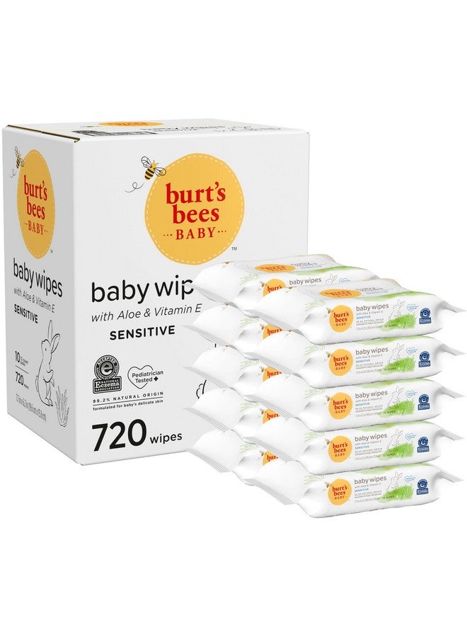 Burt's Bees Burt’S Bees Christmas Gifts, Baby Wipes, Unscented Natural Baby Wipes For Sensitive Skin With Aloe And Vitamin E - 72 Wipes - 10 Pack - Image 1