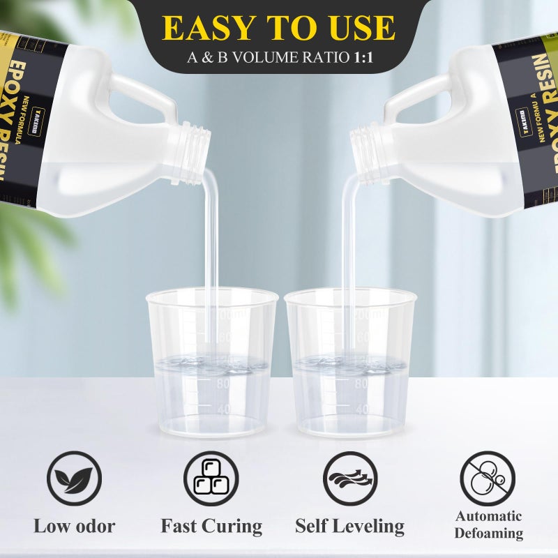 TAKIMO 68OZ 3Ã—UV Resistant Resin Kit,No Bubble & Crystal Clear Epoxy Resin for Coating, Casting, Table Top,DIY, Bar Top, River Tables, Resin Art, Wood with High Gloss Finish - Image 2