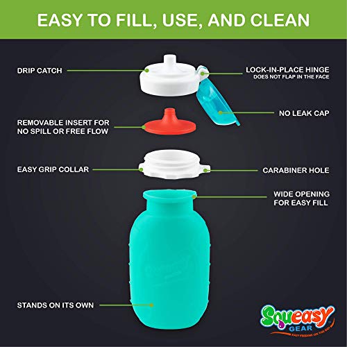 Squeasy Snacker Red 6 oz Squeasy Snacker Spill Proof Silicone Reusable Food Pouch - for Both Soft Foods and Liquids - Water, Apple Sauce, Yogurt, Smoothies, Baby Food - Dishwasher Safe - Image 4