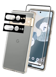 CATANES 4 Packs For Google Pixel 7 Pro TPU Case and Screen Protector and 2 Camera Lens Protectors Clear Anti-Yellowing Transparent Shockproof Protective Phone Case Scratch Resistant Cover  - Image 2
