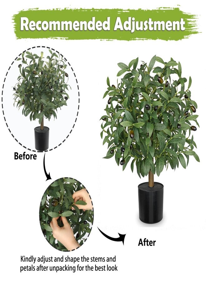 Briful 2 Pack Artificial Olive Topiary Ball Tree, 23.6" Realistic Fake Olive Tree Small Faux Topiary for Home Office Indoor Outdoor Porch Decor - Image 3