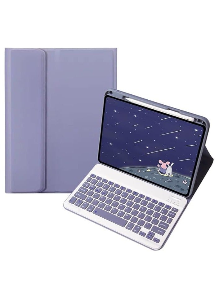 غلاف لوحة مفاتيح عربية وإنجليزية متوافق مع شاشة Xiaomi Pad 7/Pad 7 Pro 11.2 بوصة 2024، مع مكان لوضع القلم، وغلاف لوحة مفاتيح بلوتوث قابل للفصل