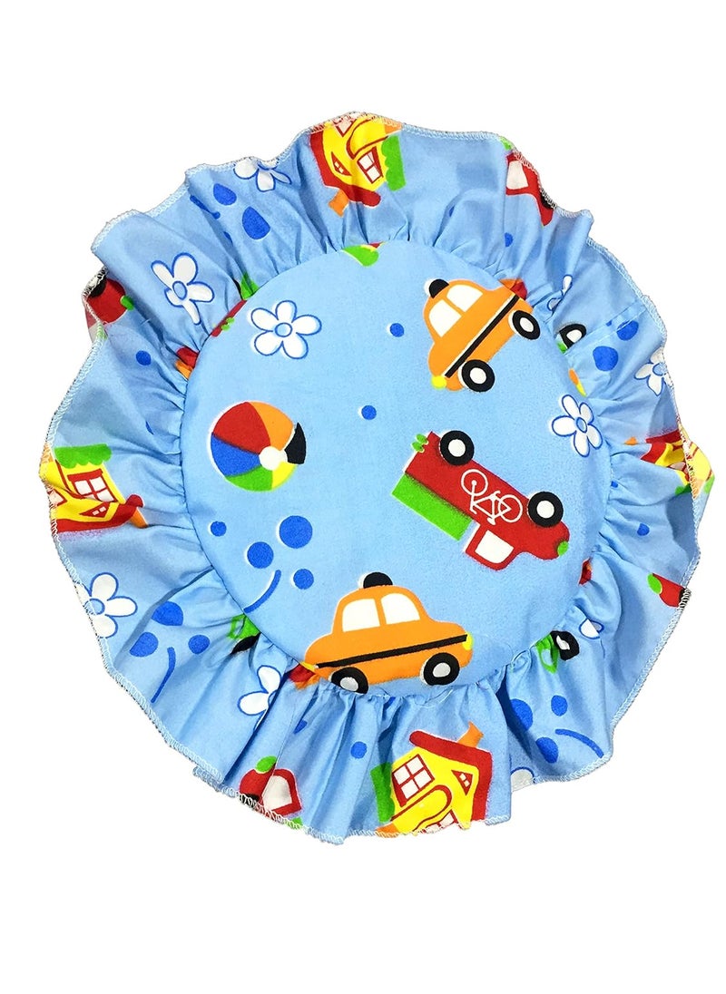 Artist Unknown 1stbabystore mittenbooty Newborn Cotton Mustard SeedsRai Pillow or Head Shaping PillowTakiya for Infant Baby with Detachable Pouch for Easy Washing Blue Car  - Image 1