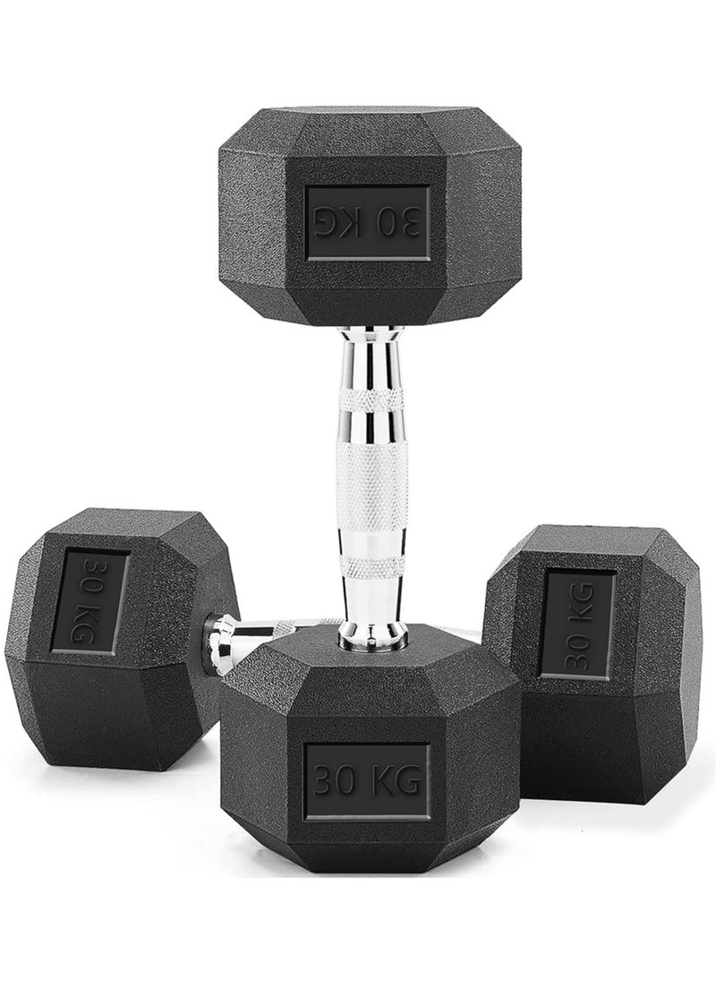 Sky Land HEX Dumbbell Rubber Coated Cast Iron Hexagonal Dumbbells 30 kg*2 for Professional Exercise | Premium Hand Weight Dumbbell | Strength Training Equipment | Full Body Workout -EM-9260-30  - Image 1