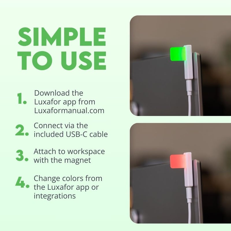 LUXAFOR Flag 2 – 2nd Gen LED Busy Light – Status & Availability Indicator for Office – Avoid Workplace Distractions and Boost Productivity (Black) - Image 3