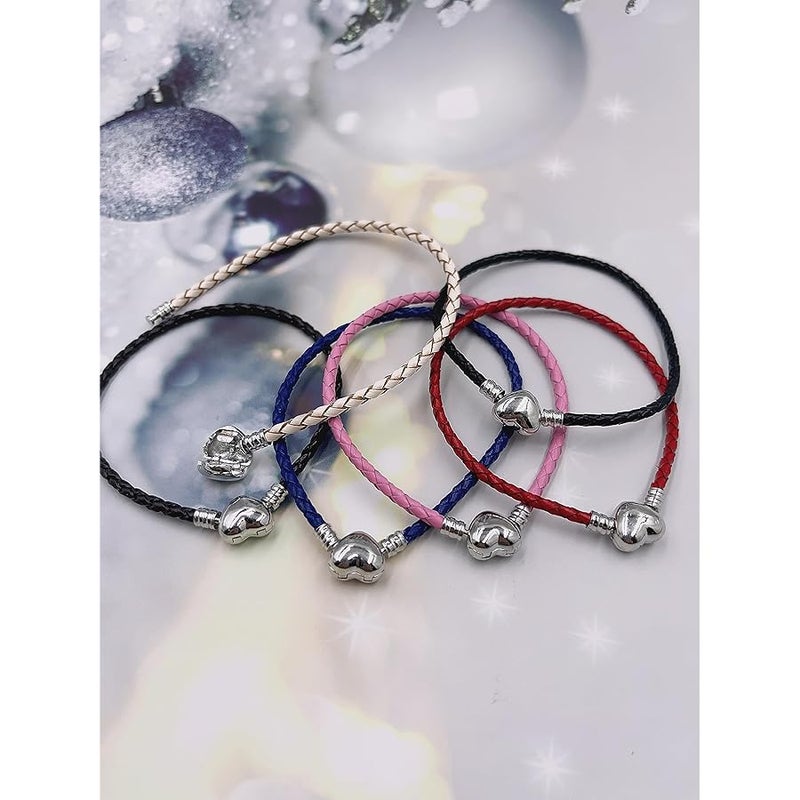 OutstandLong 3mm Leather Charm Bracelet Heart Barrel Snap Clasp Handmade Braided Wristband for European Pandora Charm Bead Multiple Sizes 16-21CM - Image 5