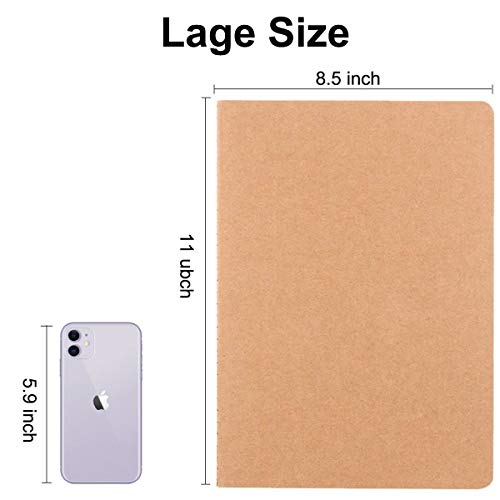 XYark Large Dot Grid Notebook Journals Bulk with Thick Dotted Grid Paper, 60 Pages, 8.5x11 inch, Composition Diary Subject Notebooks Planner for Travelers Students Office, Kraft Journal Set, 12 Pack - Image 5