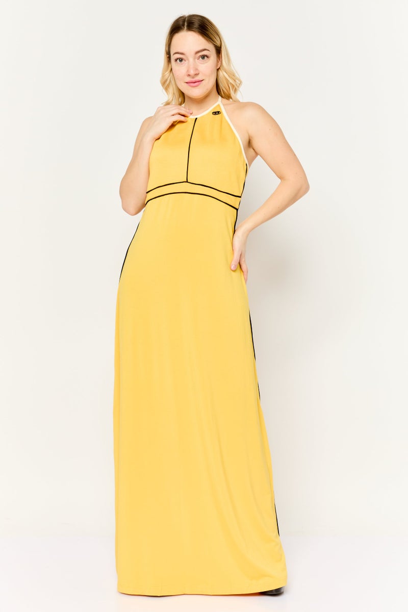 DIESEL Women Brand Logo Maxi Dress, Yellow - Image 1