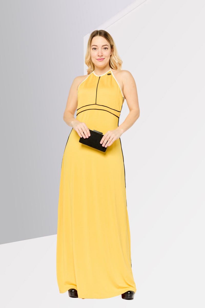 DIESEL Women Brand Logo Maxi Dress, Yellow - Image 2