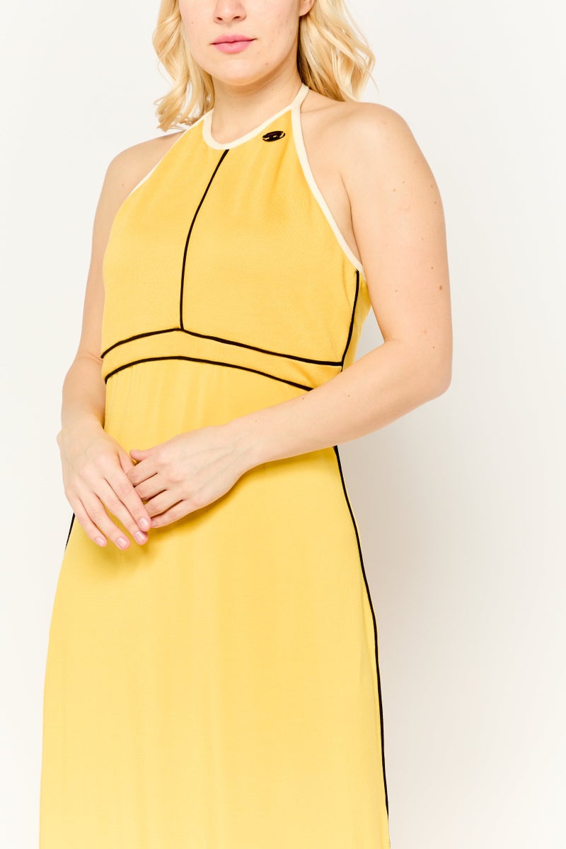 DIESEL Women Brand Logo Maxi Dress, Yellow - Image 3