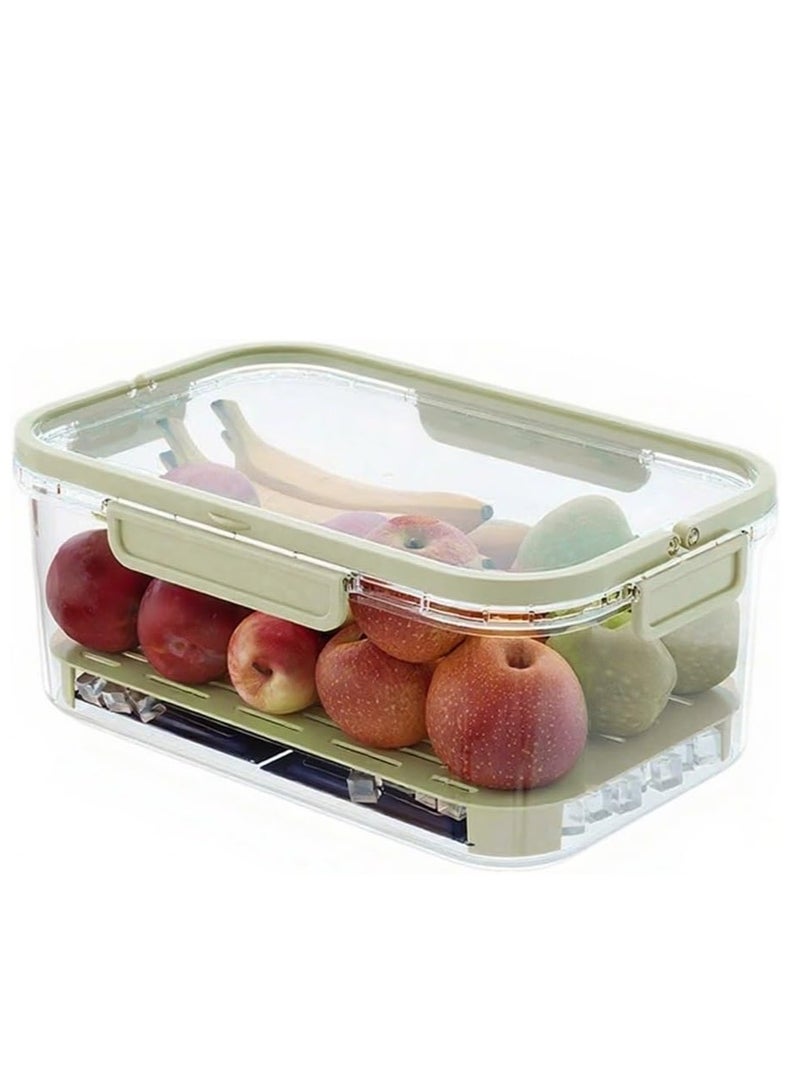 كيلا صندوق تخزين للثلاجة، صندوق وجبات خفيفة مع كيس ثلج ومقبض للحوم والخضراوات، حامل شفاف لحفظ الثلج مع فاصل تصريف للتخييم والنزهات، مبرد محمول لحفظ النضارة (أخضر) - Image 1