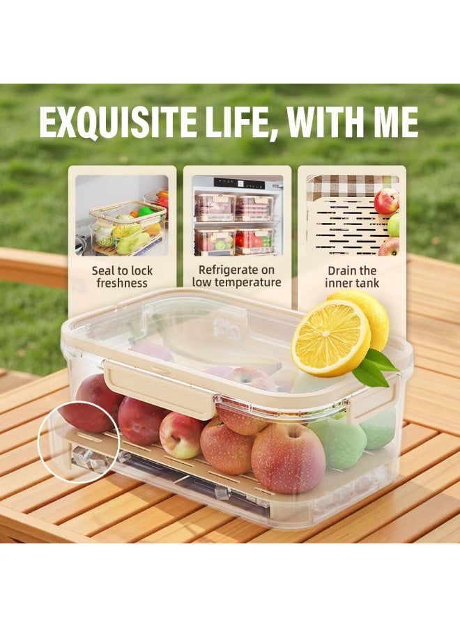 كيلا صندوق تخزين للثلاجة، صندوق وجبات خفيفة مع كيس ثلج ومقبض للحوم والخضراوات، حامل شفاف لحفظ الثلج مع فاصل تصريف للتخييم والنزهات، مبرد محمول لحفظ النضارة (أخضر) - Image 5