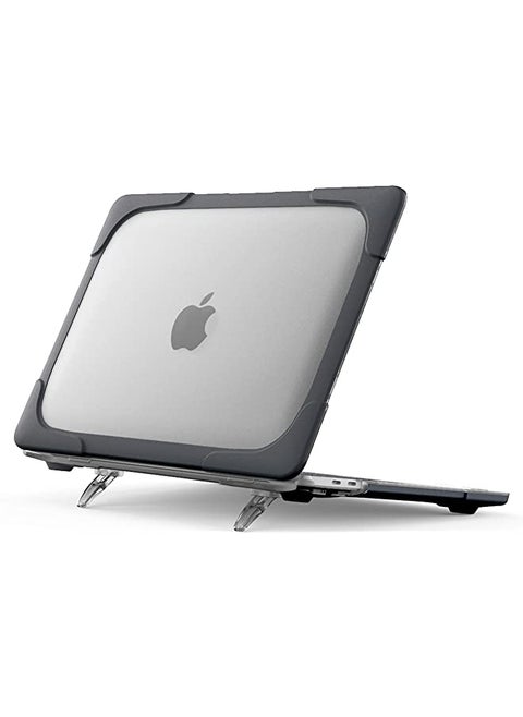 ProCase MacBook Pro 13 Inch Case 2022 2020 M1 A2338 A2289 A2251, Heavy Duty Slim Hard Shell Dual Layer Protective Cover with Fold Kickstand for MacBook Pro New 13-inch Retina with Touch ID -Black